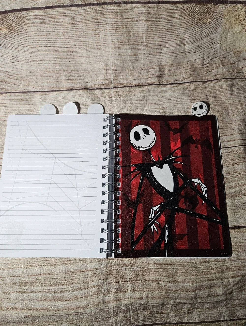 Disney Nightmare Before Christmas spiral journal and jack and sally pens
